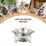 2/4 Pack Chafing Dish Buffet Set, 5QT Buffet Servers and Warmers, Round Catering Warmer with Glass