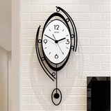 Design Nordic Silent Circular Pendulum Hanging Wall Clock Living Room Decoration
