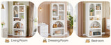 70.87" Tall Geometric Bookshelf, White Arched Bookcase with 5 Irregular Storage Shelves