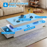 47” High-Glossy LED Coffee Table with 2 Sliding Drawers, Living Room