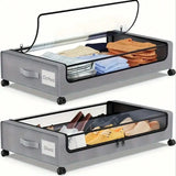 Stozle 1Pack/2Pack Under Bed Storage Boxes With Wheels, Large Capacity