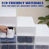 24pcs/set Transparent Plastic Shoe Case, Organizer Drawer Shoe Rack White