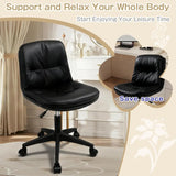 PU Leather Swivel Office Desk Chair with Back Height Adjustable Armless