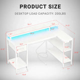 JHK L Shaped Gaming Desk with USB Charging Ports & LED Lights Reversible Desks Computer Gamer Table