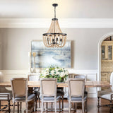 Modern Boho Wood Bead Chandelier Classic Dimmable High Ceilings Chandeliers