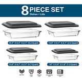 8 Pcs Glass Baking Dish Set with Lids, 9 Pcs Stainless Steel Baking Sheet