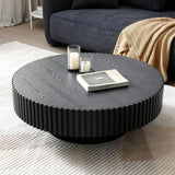 Round Wooden Coffee Table with Storage Shelf for Living Room Apartment