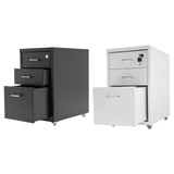 3 -Tiers  Vertical File Cabinet Metal Mobile File Cabinet with Lock