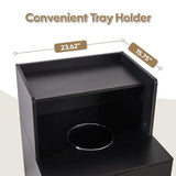 Restaurant Trash Can Cabinet 32 Gallon Wooden Trash Can with Tray Holder Door