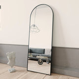 64"x21" Hanging or Leaning Arched-Top Full Body Mirror w/ Stand for Bedroom