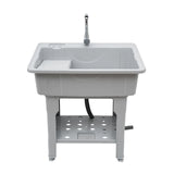 Household Plastic Kitchen Sinks| Freestanding Laundry Sink W/ Washing Board and Storage Shelf|