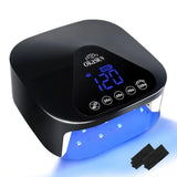 UV LED Nail Lamp with UV GlovesMagnetic Metal Mirror Base Cordless Nail Dryer Gel Polish Curing Light