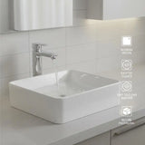 Rectangle Bathroom Basin 19" x 14.7" For Bathroom Hotel RV Ceramic Countertop Vanity Vessel Above Counter Modern Style