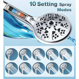 Dual Filtered Rain Shower Head Combo High Pressure 10 Modes Handheld Shower Head Built