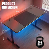 55 Inch Gaming Desk with LED Lights, Large Computer Desk with Mouse Pad