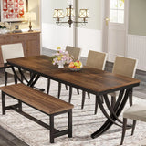 Rectangular Dining Table for 6-8, 78 inch Large Farmhouse Dinner Table