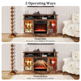 TV Stand with Electric Fireplace LED Lights Remote Controls Storage Cabinets
