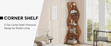 Tribesigns Corner Shelf, Rustic 5-Tier Wall Corner Bookshelf, Stylish Corner Small Bookcase Storage Rack