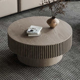 Round Wooden Coffee Table with Storage Shelf for Living Room Apartment