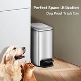Slim Bathroom Trash Can with Lid Soft Close, Step Pedal, 6 Liter 1.6 Gallon Stainless Steel