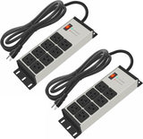 2PCS Heavy Duty Power Strip Surge Protector 20 AMP, 8 Outlets 12, 4 FT Extension