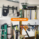 Garage Storage, Garage Organization, Wall Mount Garden Tool Organizer, Max 250 Lbs Adjustable Metal Hooks, Yard Shed Rack, Tool Holder For Hanging Rake Broom