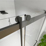 Sliding Frameless Shower Door Matte Black Clear Glass MD DC PRINT