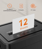 Heavy Duty Paper Shredder Micro-Cut High Security Level P-4, 12 Sheets