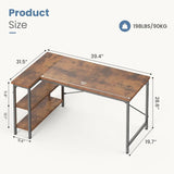 L Shaped Desk 39 Inch Computer Desk with Reversible Storage Shelves