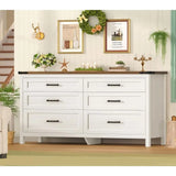 6 White Wood Dressers and Chests with Metal Handles for Bedroom or Closet Storage