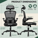 Ergonomic Office Chair with Headrest, Adjustable Lumbar Support, Swivel Wheels & Flip-up Armrests