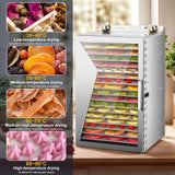 Fruit and Meat Dehydrator with 18 Stainless Steel Trays Stainless Steel Dehydrator Machine
