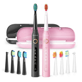 Fairywill Sonic Electric Toothbrush FW-D7 set USB Charge Toothbrushes case for Adult with tooth brush Heads