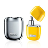 yoose Grooming Bundle: Mini Shaver Silver and Nose Hair Trimmer Yellow Alloy Portable
