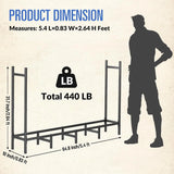Firewood Storage Rack 5.4ft Vertical Outdoor Firewood Rack with Cover Heavy Duty Fire Log Holder Adjustable Metal Fire Wood Rack