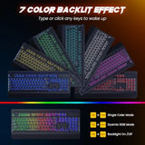Wireless Gaming Keyboard and Mouse Combo, Metal Panel, 7 Color Backlits
