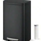 Stainless Steel Trash Can With Lid 13 Gallon Foot Pedal Soft Close Recycling Bin