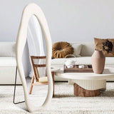 Decorative Full Length Floor Mirror 63x24, With Stand Ivory Flannel Frame