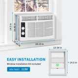 5000 BTU Window AC w/ Timer Function & Easy Install Kit for Small Bedrooms
