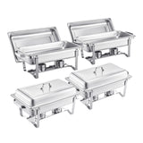 SucceBuy 8Qt 4/6 Packs Chafing Dish Buffet Set Stainless Steel Chafer Rectangle Catering Warme