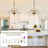 Modern Gold Chandelier, Vintage Flower Glass Pendant Light Fixture