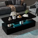 40" Modern Living Room Tables, LED Coffee Table with LED Lights, 2 Tier