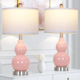 22" Modern Double Gourd Ceramic Table Lamps Set of 2, Bedside Lamps for Living Room
