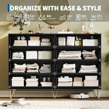 Fluted Dresser for Bedroom with 8 Drawers with Metal Handle