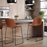 JHK 2 Pack Pu Leather Counter Height High Chair For Home and Office Comfortable Sponge Cushion Outdoor and