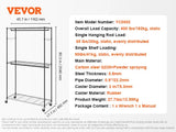 VEVOR Adjustable Length Clothes Rack w/ Bottom Shelf & Wheels for Laundry