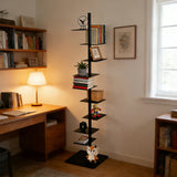 Metal Spine Bookshelf 9-Tier Metal Vertical Bookshelf DIY Spine Book Tower, 67" H Vertical Spine Book Tower