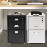 3 -Tiers  Vertical File Cabinet Metal Mobile File Cabinet with Lock Filing Cold-rolled Steel Cabinet Under Desk
