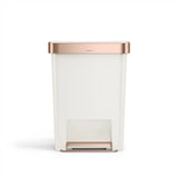Hybrid Step Can, 45L/ 12 Gallon Rectangular Kitchen Trash Can, Liner Rim System
