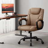 Ergonomic PU Leather Executive Office Chair Adjustable Height Rocking 360° Swivel Wheels Brown